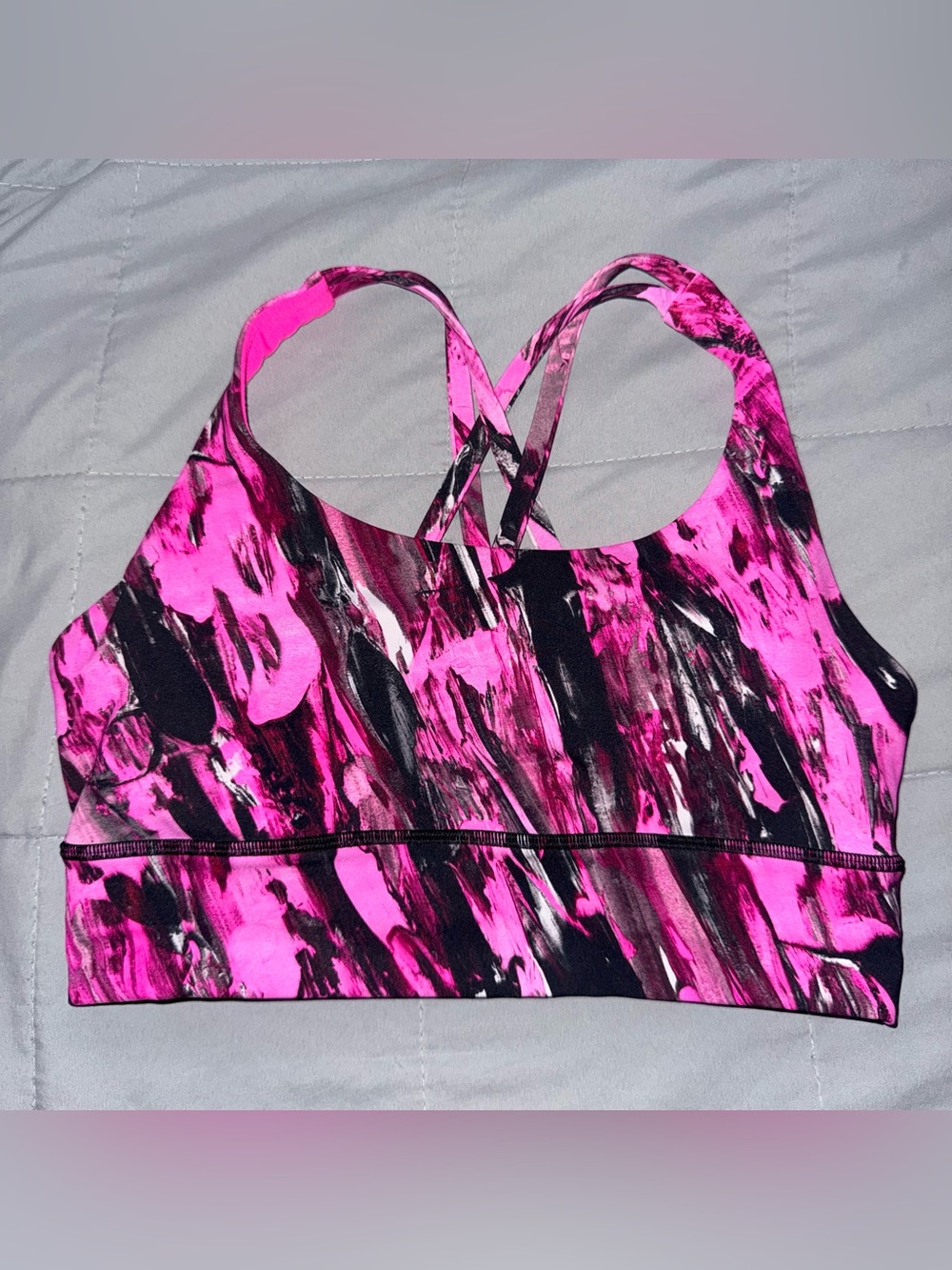 Lululemon Pink Black Patterned Strappy Sports Bra